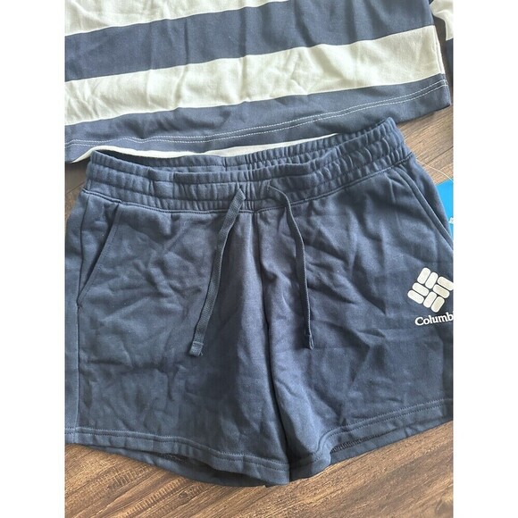 Columbia Sweatshirt & Shorts Lounge set 2 pieces  Navy blue/white - Picture 2 of 3